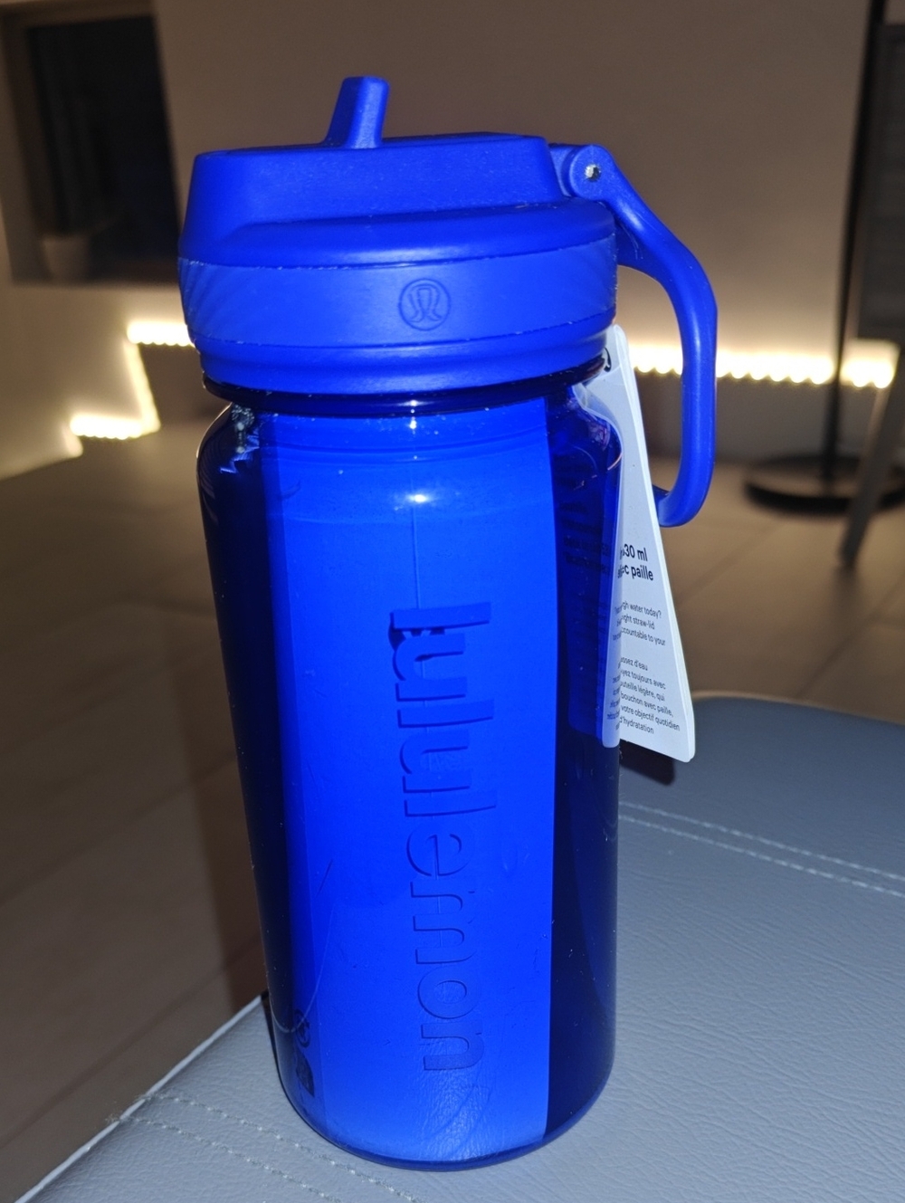 Lululemon 18oz Blue Water Bottle with Straw